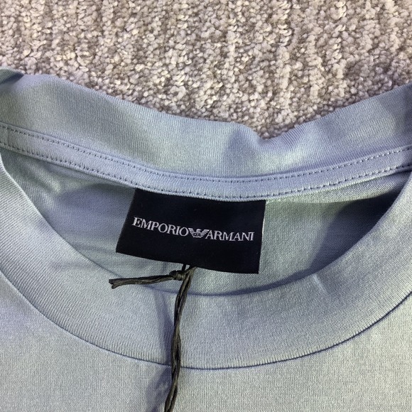Emporio Armani Mens Pearl Blue Crew Neck T Shirt Travel Essential Easy XL NWT - Picture 4 of 12